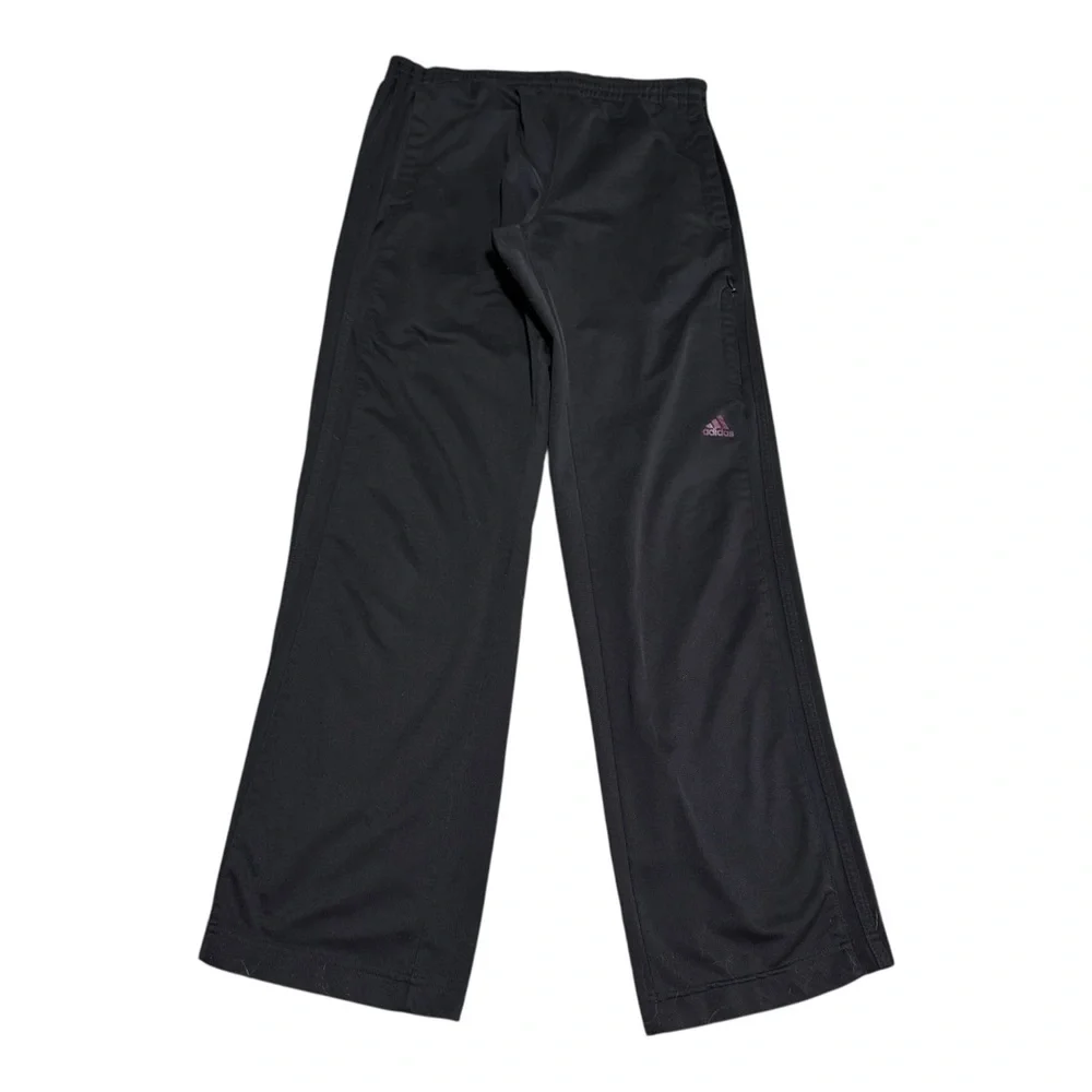 Adidas 100% Polyester Black Maroon Straight Leg Track Pants‎ Men's Medium